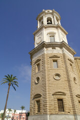 Fototapeta na wymiar Cádiz (Spain). Exterior tower of the Cathedral of the city of Cádiz