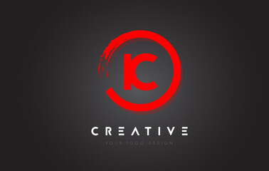 IRed C Circular Letter Logo with Circle Brush Design and Black Background.