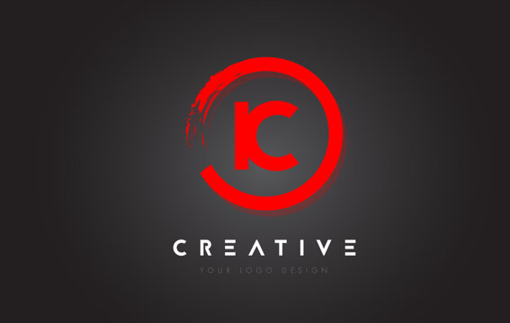 IRed C Circular Letter Logo with Circle Brush Design and Black Background.