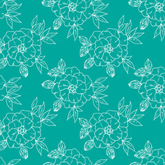 flower with leaves pattern on green background