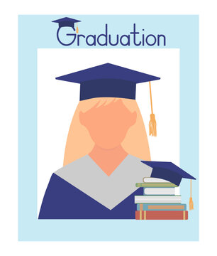 Frame for graduation photo booth props or text. Graduate student, graduation. Vector illustration