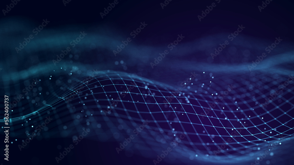 Poster data exchange. 3d mesh with connecting points and lines. abstract technology background. 3d renderin