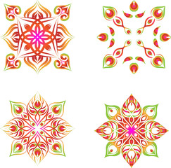 Indian colorful; mandala ornamentation design. Asian traditional mehandi style decor.
