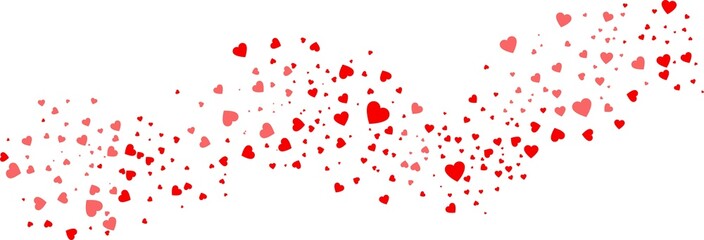 Love valentine background with red petals of hearts on transparent background. Vector banner, postcard, background.The 14th of February. PNG image	