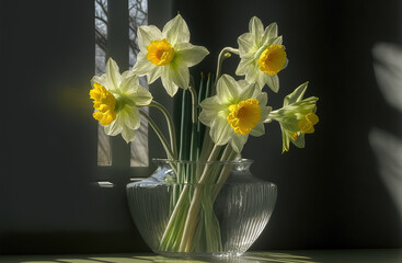 bouquet of daffodils. Generative AI picture.