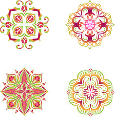 Indian colorful; mandala ornamentation design. Asian traditional mehandi style decor.