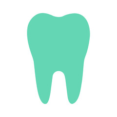 Vector tooth illustration. Green flat tooth. Symbol.