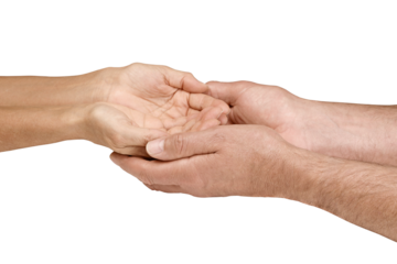 Cupped hands male holding female cutout png for healing holistic spiritual theme