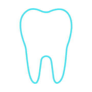 recommend clip art: Tooth outline icon. Symbol. White tooth with blue path. Vector illustration. 