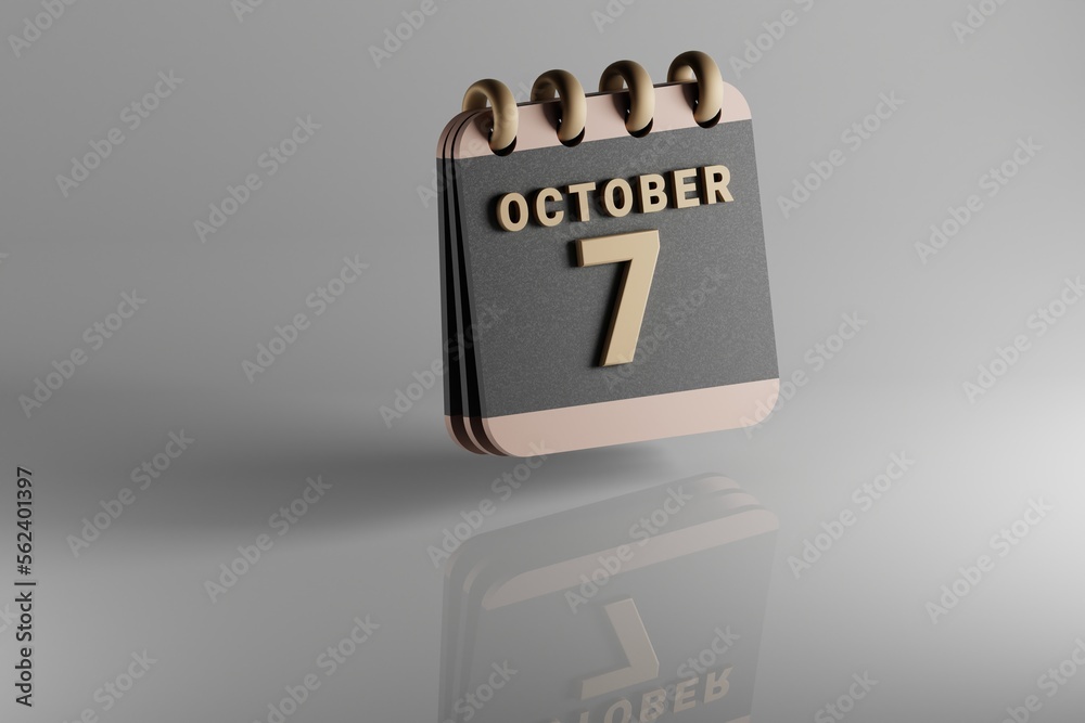 Aufkleber standing black and golden month lined desk calendar with date october 7. modern design with golden e
