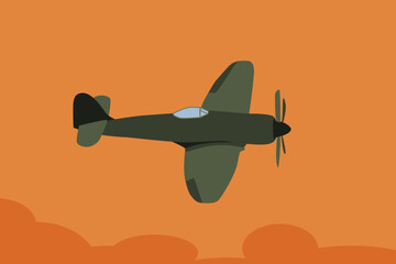 Claasic airplane in the sky illustration