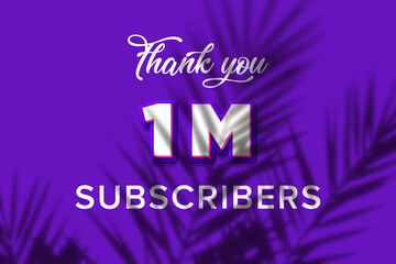 1 Millionillion subscribers celebration greeting banner with Purple and Pink Design