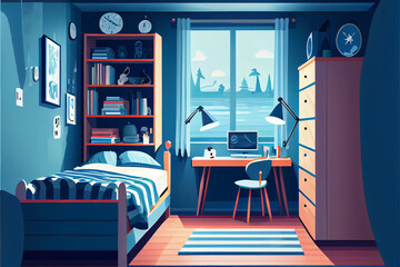 Boy room interior. Modern_bedroom.