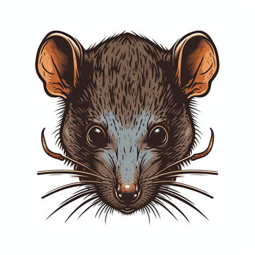 Rat face vector illustration for logo, design or tattoo. Generative AI.