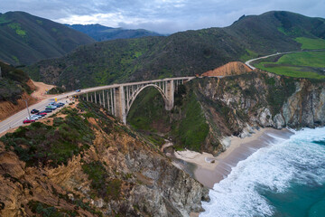 Bixby Creek Bridge also known as Bixby Canyon Bridge, on the Big Sur coast of California, is one of the most photographed bridges in California. USA