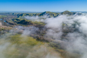 Landscape and Nature above the cloud in the California. Mountain in Background. USA