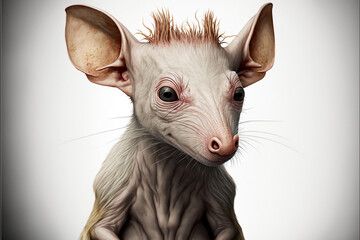 Ugly hairless rat. Generative AI.