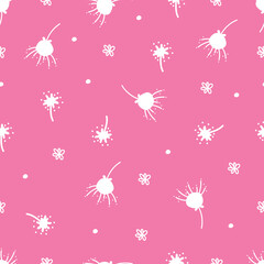 Pink pastel and tiny grass flower doodle pattern