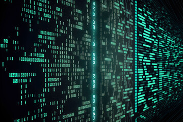 Glowing binary code background created with generative AI technology