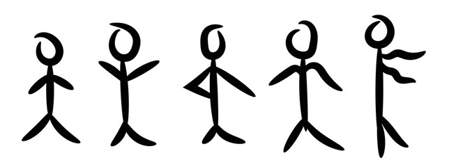 black and white silhouettes of people . vector set handdrawn.eps 10