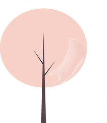 Big tree with japanese watercolor style, hand drawn style