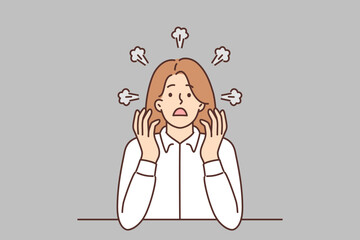 Angry businesswoman with smoke from head