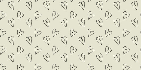 Love heart seamless pattern illustration. Trendy hand-drawn doodle seamless pattern with hearts. Valentine's day holiday backdrop texture. Valentine's day background. Vector EPS 10