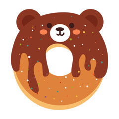 cute cartoon doughnut with bear character design
