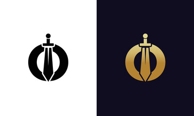 Sword Letter O Logo Design. Vector Icon Graphic Emblem Illustration on white background