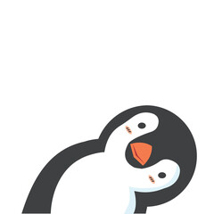 Cute head doodle penguin flat