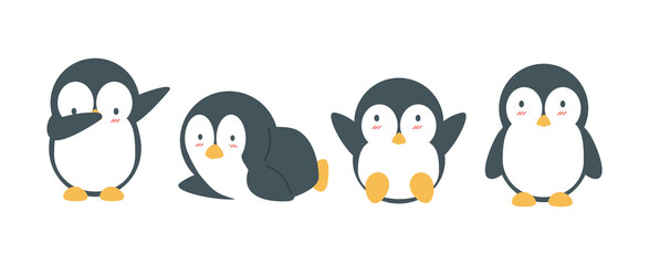 Collection of cartoon penguin doodle