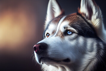 Naklejka na ściany i meble Siberian husky dog portrait