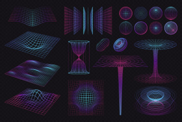 Neon 3D Shapes Set © Macrovector