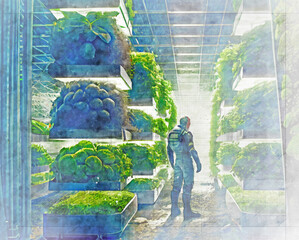 Futuristic agriculture, conceptual illustration