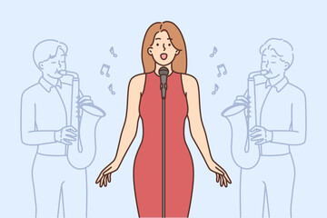 Female singer singing on stage 