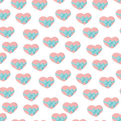Seamless love heart design vector background. Seamless pattern on Valentine's day. The seamless texture with cuteheart. Endless romantic print.
