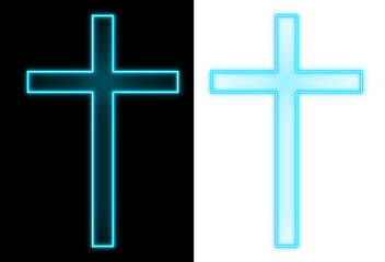 cross blue light neon transparent background