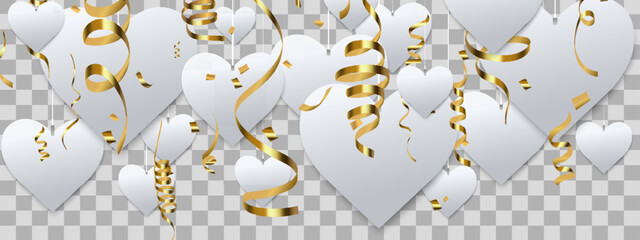 Hearts are isolated on a white, transparent background.

