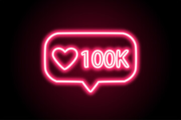 Social media icons likes neon glowing symbol 