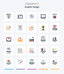 Creative Graphic Design 25 Flat icon pack  Such As graph. enhance. newspaper. designing tool. laptop