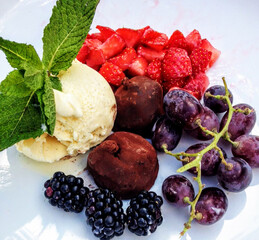 ice cream with berries