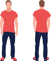Young casual man front and back vector illustration