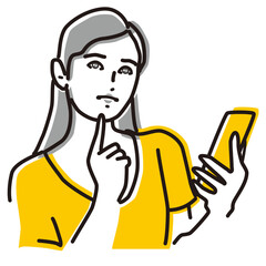 スマホを見て物思いに耽る女性