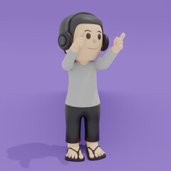 3 rendering man with headphones