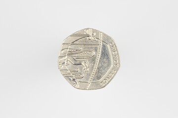 Macro shot of money 20p coin