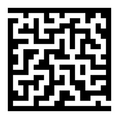 Square maze isolated on white background. Find right way in logic game labyrinth. Vector illustration