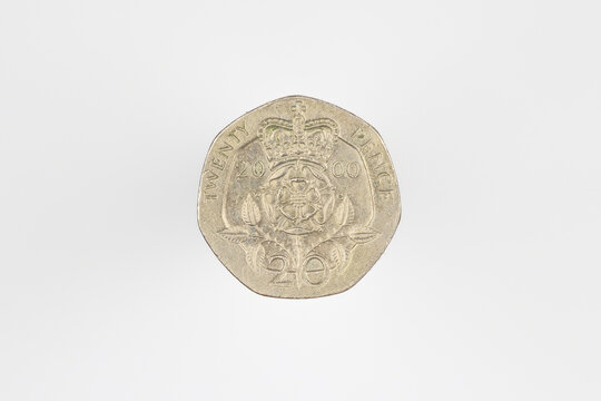 Macro shot of money 20p coin