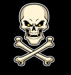 Hand drawn of Skull and crossbones , vector illustration