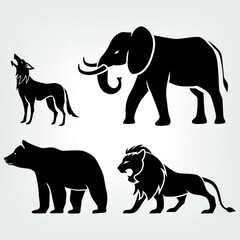 Set of Four Animal Mascots, Vector Illustration