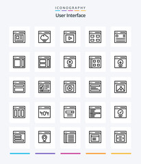 Creative User Interface 25 OutLine icon pack  Such As interface. communication. user. vide. interface